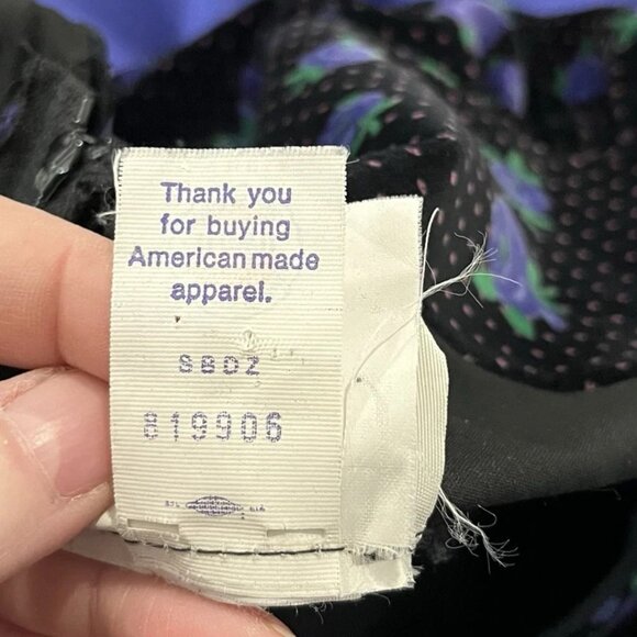 Vintage Bonnie Jean Dress 10 Velvet Floral Bow Sleeve Made USA Purple Party - Picture 10 of 11